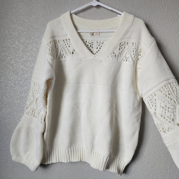 ANTHROPOLOGIE‎ x MOTH Cindy Balloon Sleeve pull over sweater in snow L - Picture 5 of 7